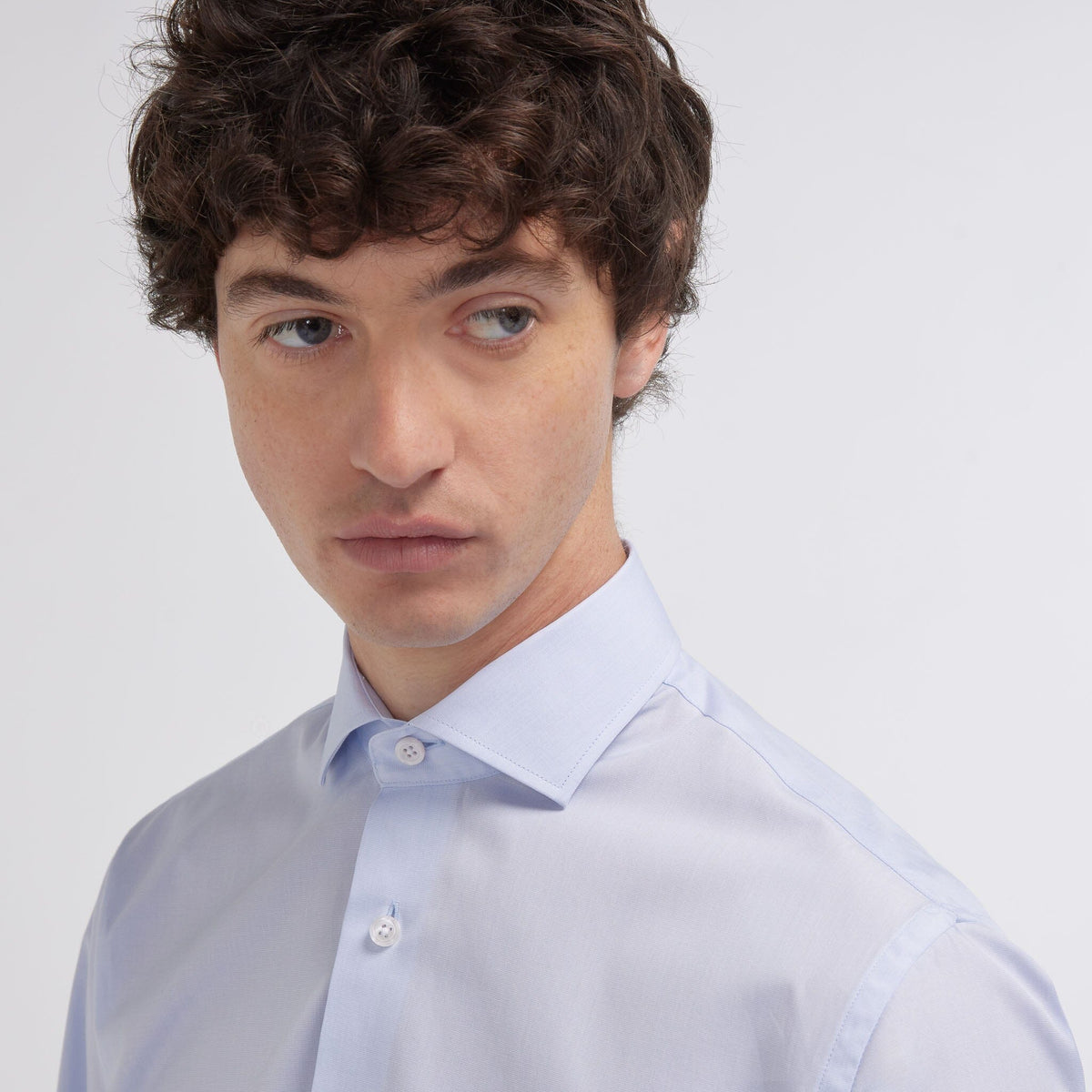 Chemise cintrée en fil-à-fil double retors bleu nuit - 4