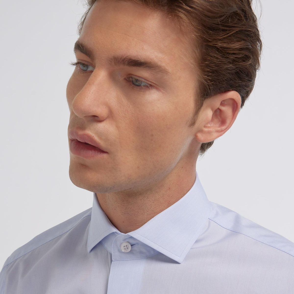 Chemise en fil-à-fil double retors bleu nuit - 4
