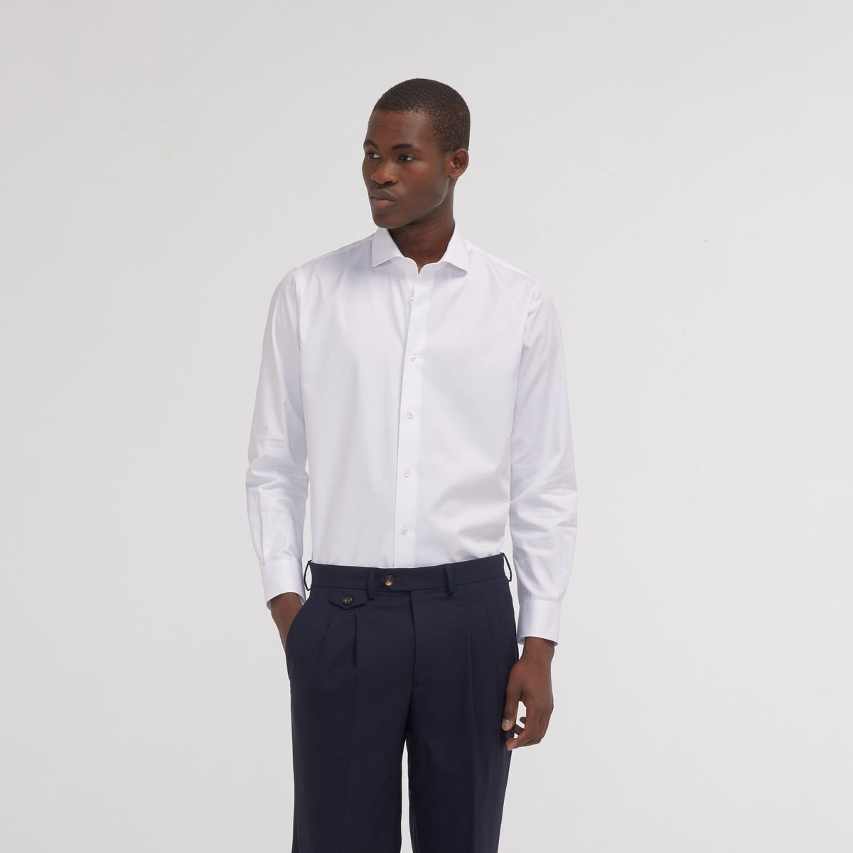 Chemise cintrée en chevron blanche - 1
