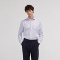 Chemise cintrée en twill double retors à fins carreaux bleus - 1