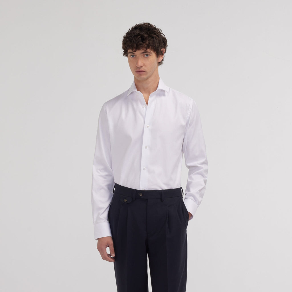 Chemise cintrée en dobby blanche - 1