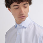 Chemise grande longueur cintrée en twill bleue - 6