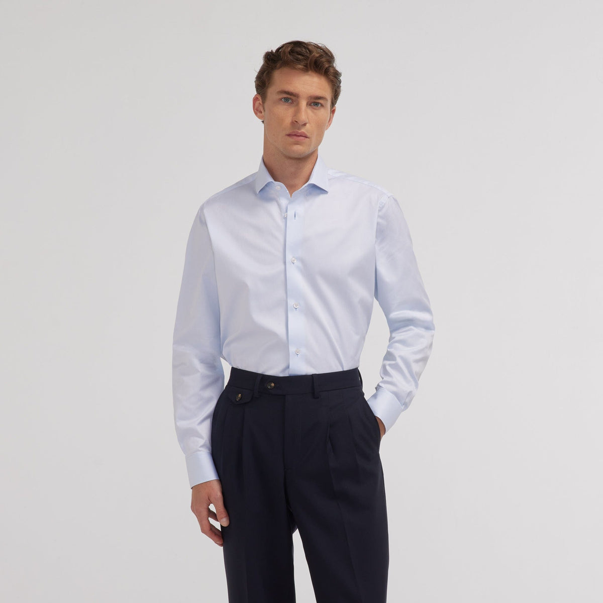 Chemise grande longueur en twill blanche - 5