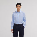 Chemise premium en popeline double retors bleue - 1