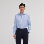 Chemise premium en popeline double retors bleue - 1