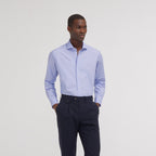 Chemise premium cintrée en fil à fil double retors bleue - 1