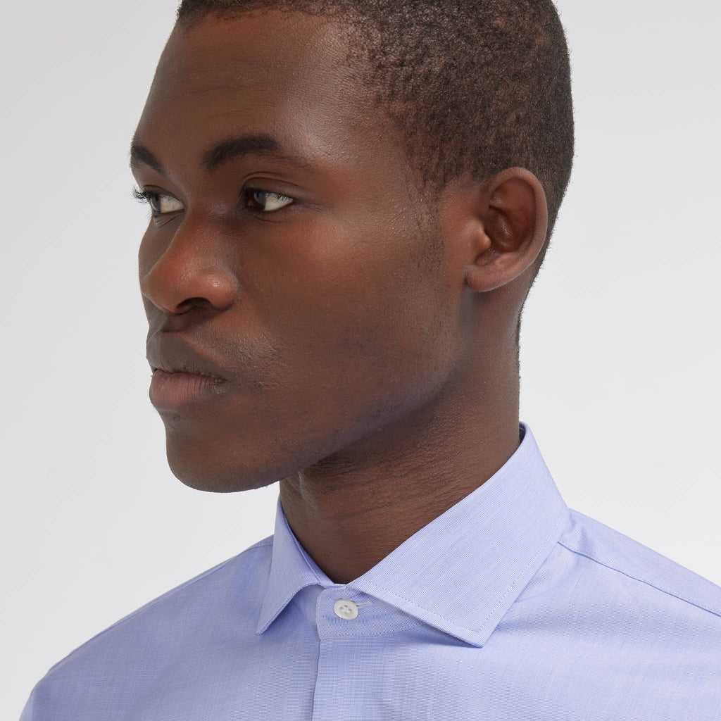 Chemise premium cintrée en fil à fil double retors bleue - 2