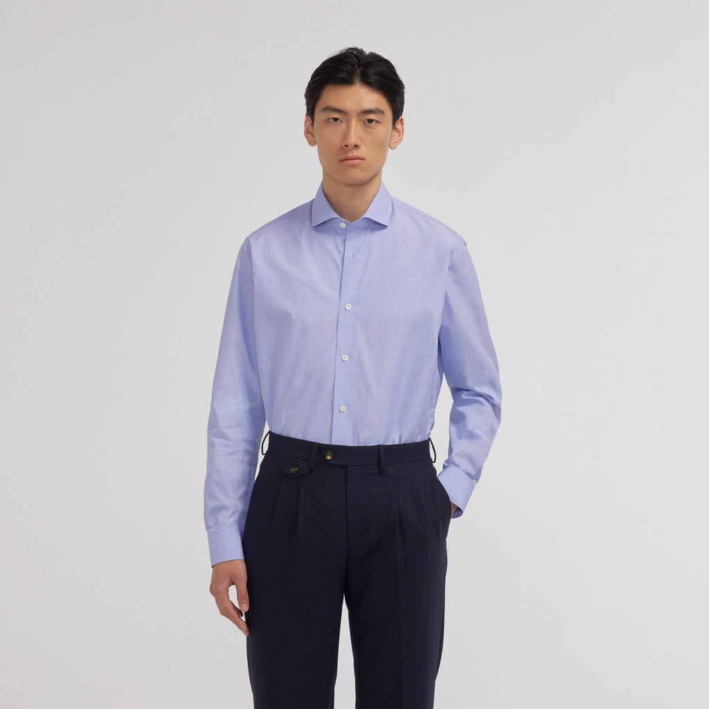 Chemise premium en fil à fil  double retors bleue - 1
