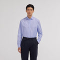 Chemise premium en fil à fil  double retors bleue - 1