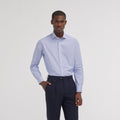 Chemise premium cintrée en popeline double retors à rayures bleues et blanches - 1