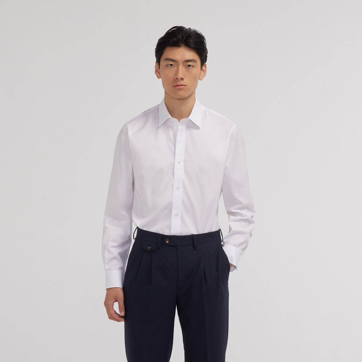 Chemise en twill bleu stretch naturel - 3