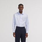 Chemise cintrée en twill bleu stretch naturel - 1