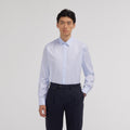 Chemise en twill bleu stretch naturel - 1