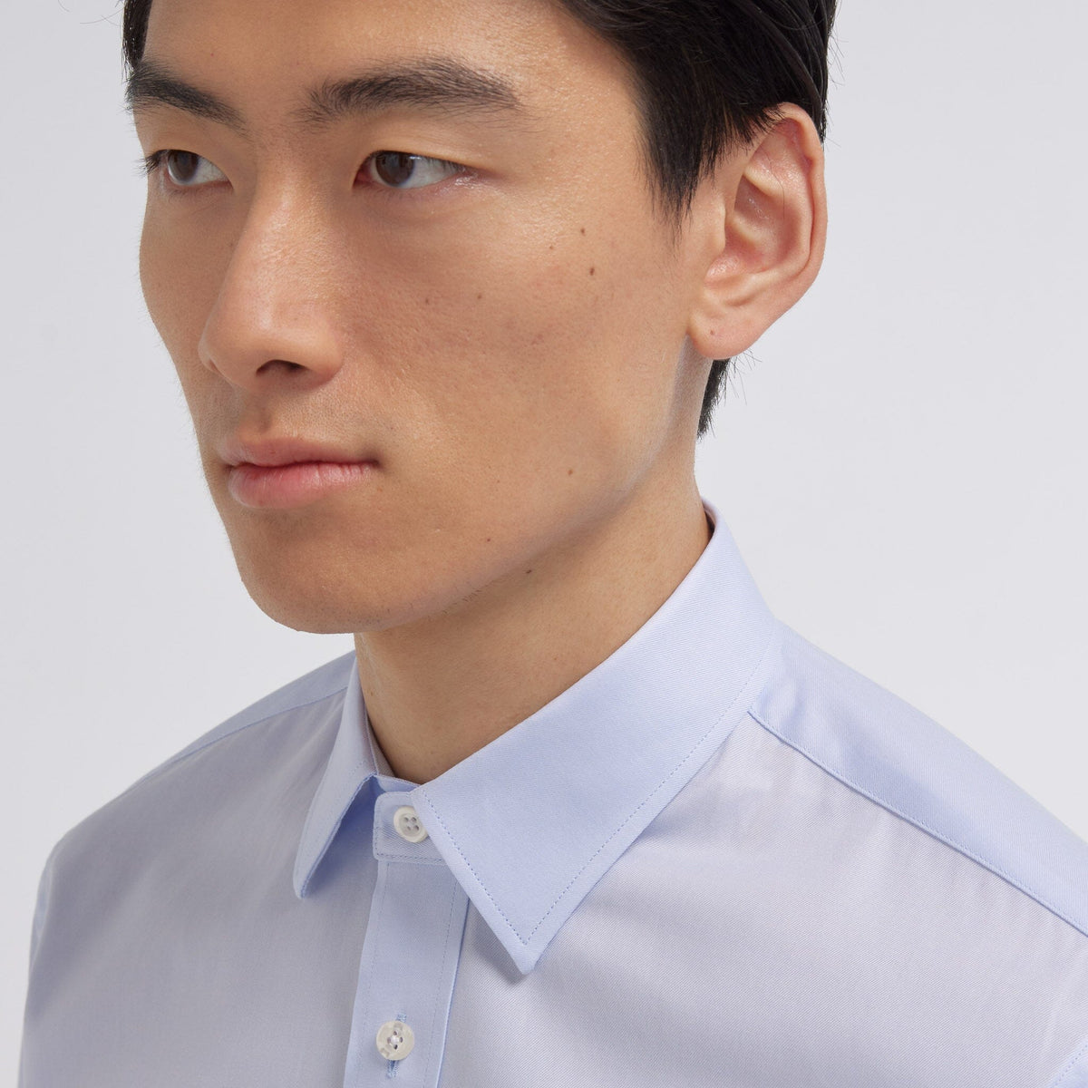 Chemise en twill bleu stretch naturel - 2