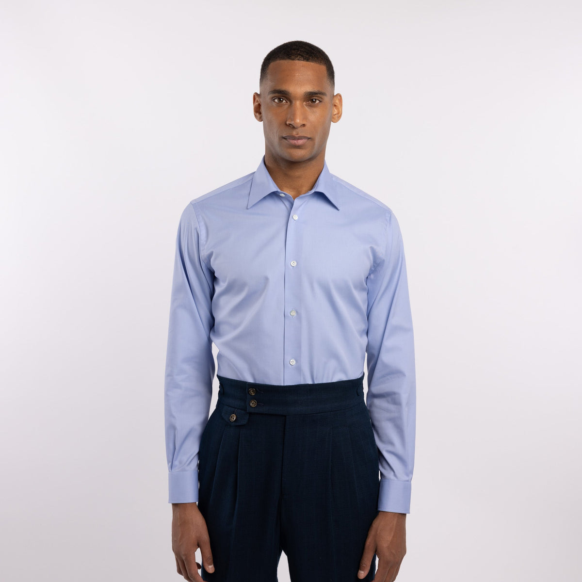 Chemise premium Thomas Mason en twill à rayures bleu clair - 3