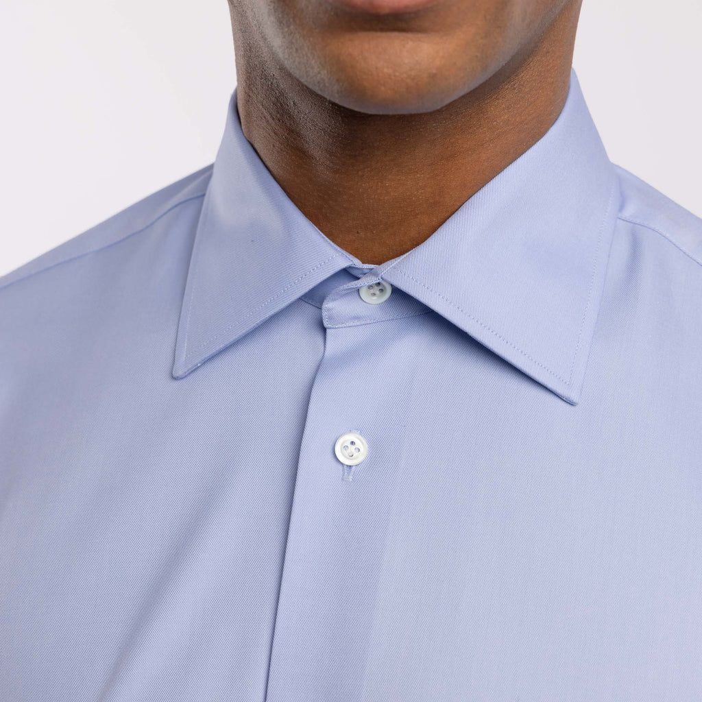 Chemise premium Thomas Mason en twill à rayures bleu clair - 4