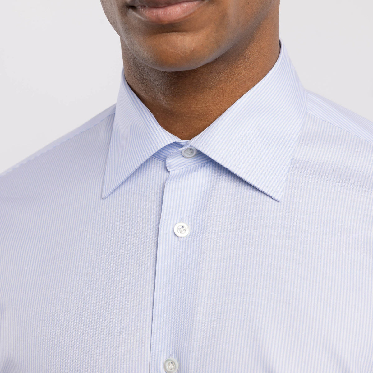 Chemise premium Thomas Mason en twill à rayures bleu clair - 2