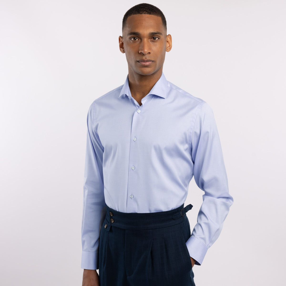 Chemise premium Thomas Mason en twill à rayures bleues - 3