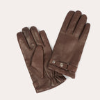 Gants en cuir marron à patte de serrage - 2