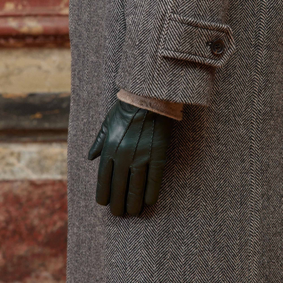 Gants en cuir vert forêt - 1