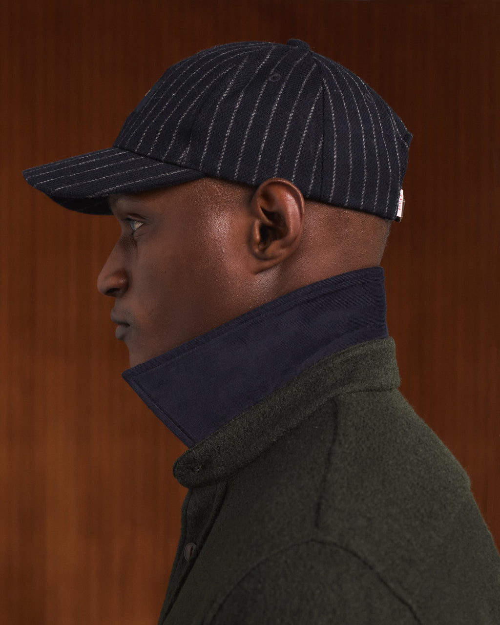 Casquette en laine chevrons et velours marron - 8
