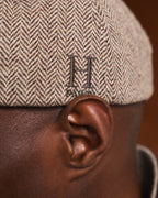 Casquette en laine chevrons et velours marron - 2