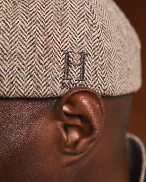 Casquette en laine chevrons et velours marron - 2