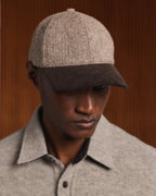 Casquette en laine chevrons et velours marron - 1