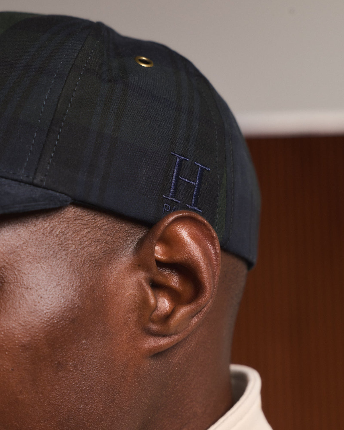 Casquette en laine chevrons et velours marron - 6
