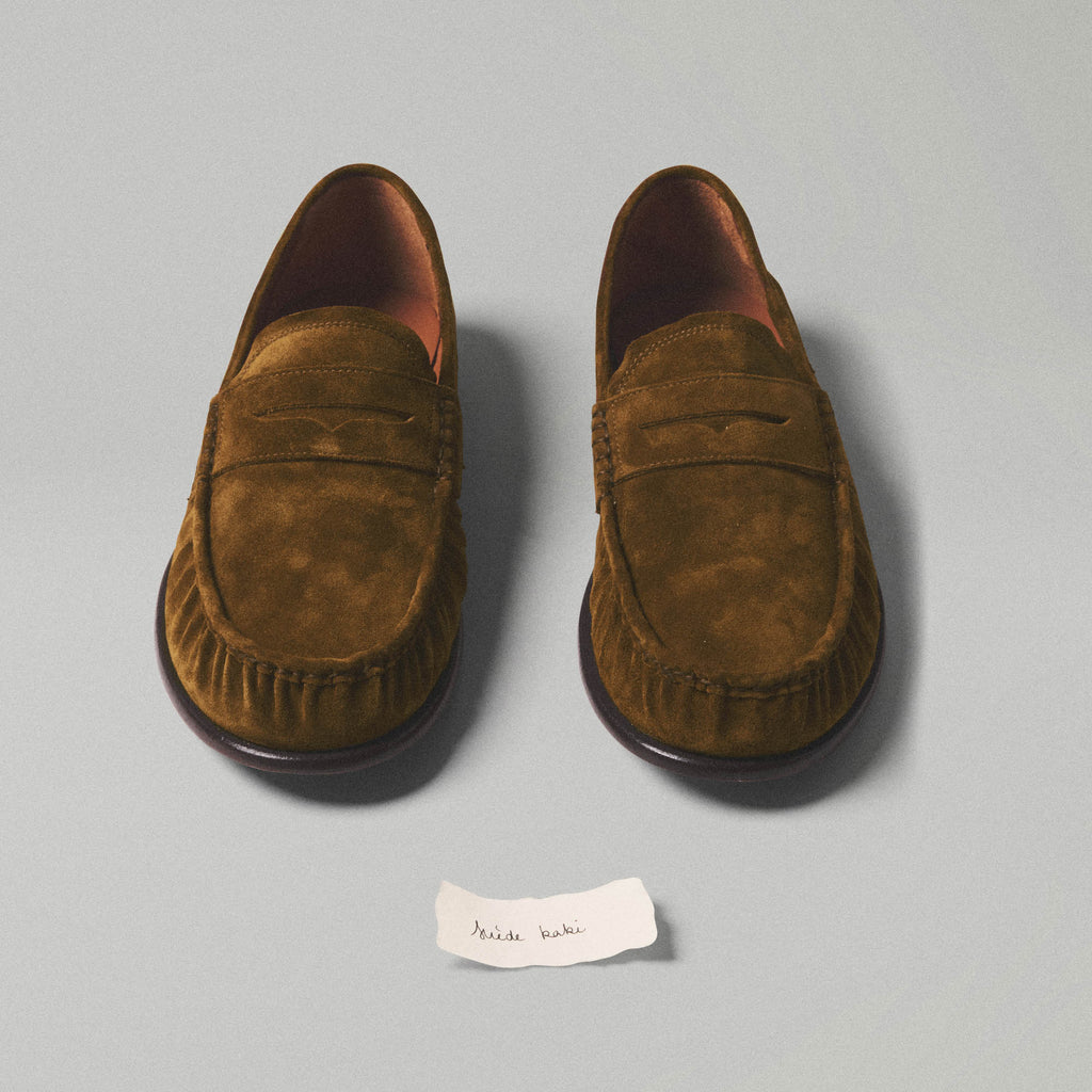 Mocassin en cuir suède kaki - 2