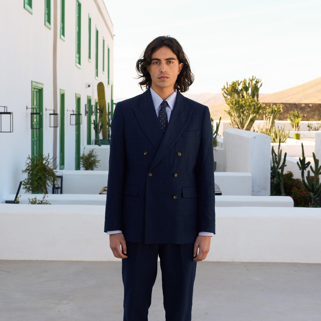 Veste croisée en coton marine - 1
