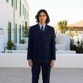 Veste croisée en coton marine - 1