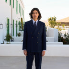 Veste croisée en coton marine - 1