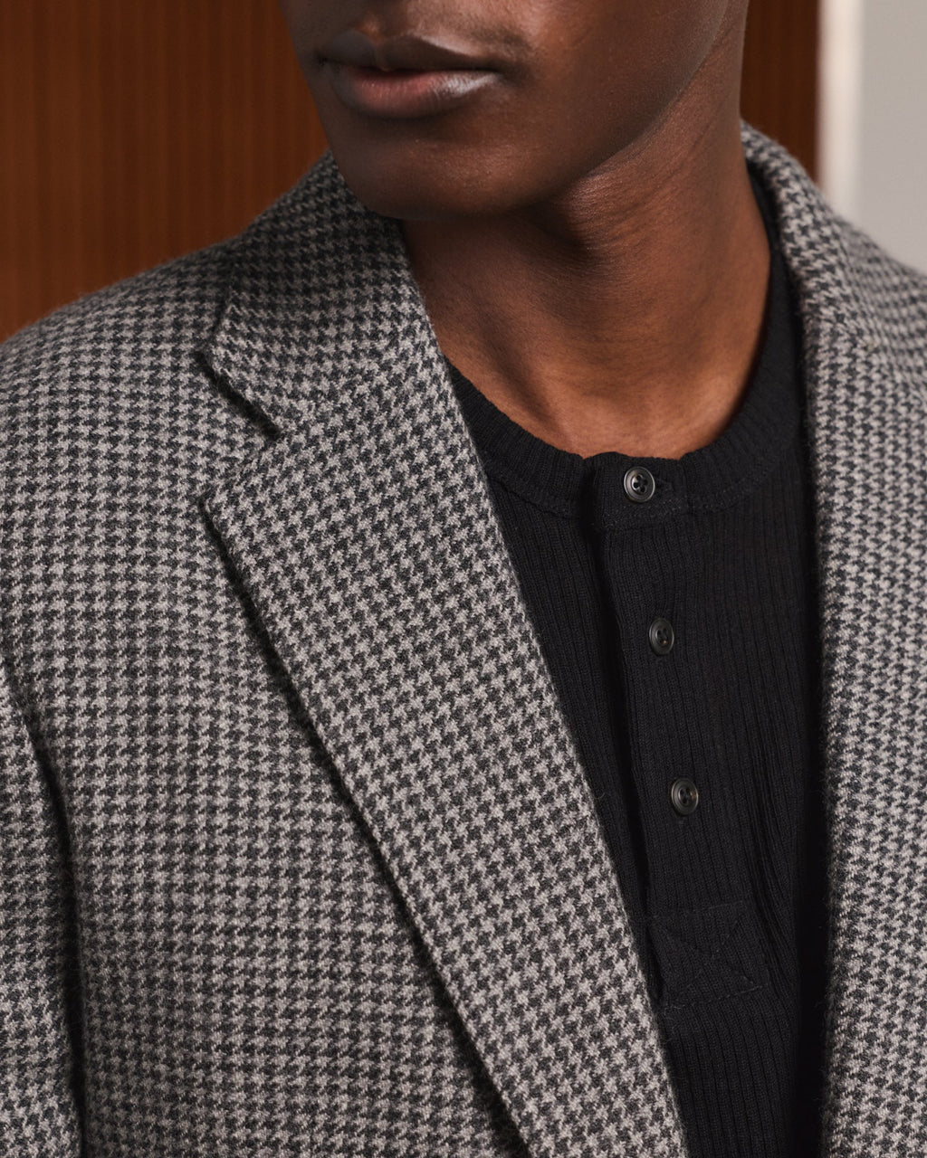 Veste en laine pied-de-poule grise - 2