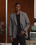 Veste en laine pied-de-poule grise - 1