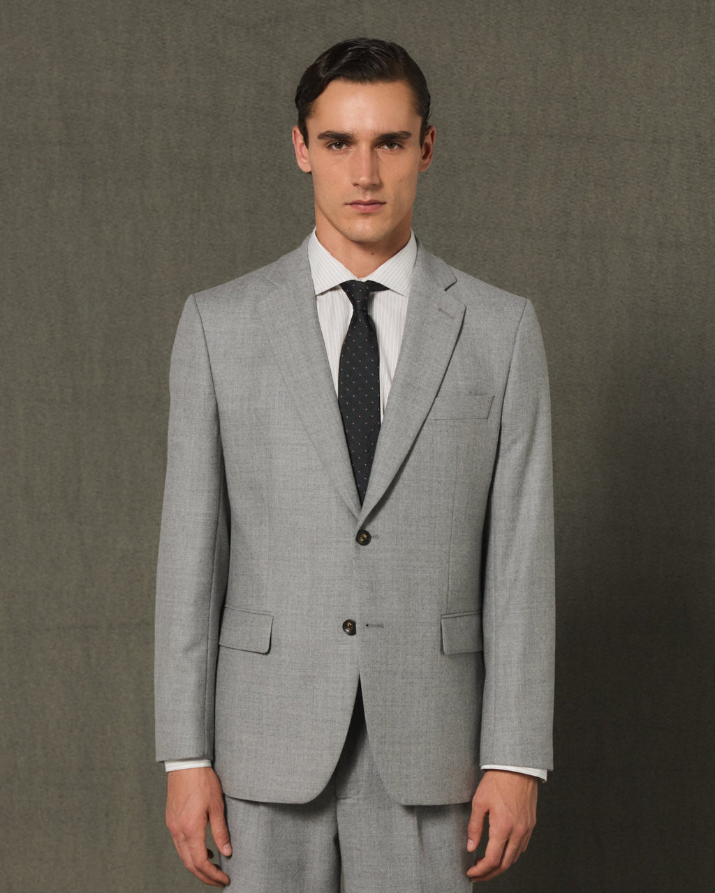 Veste en flanelle de laine grise - 1
