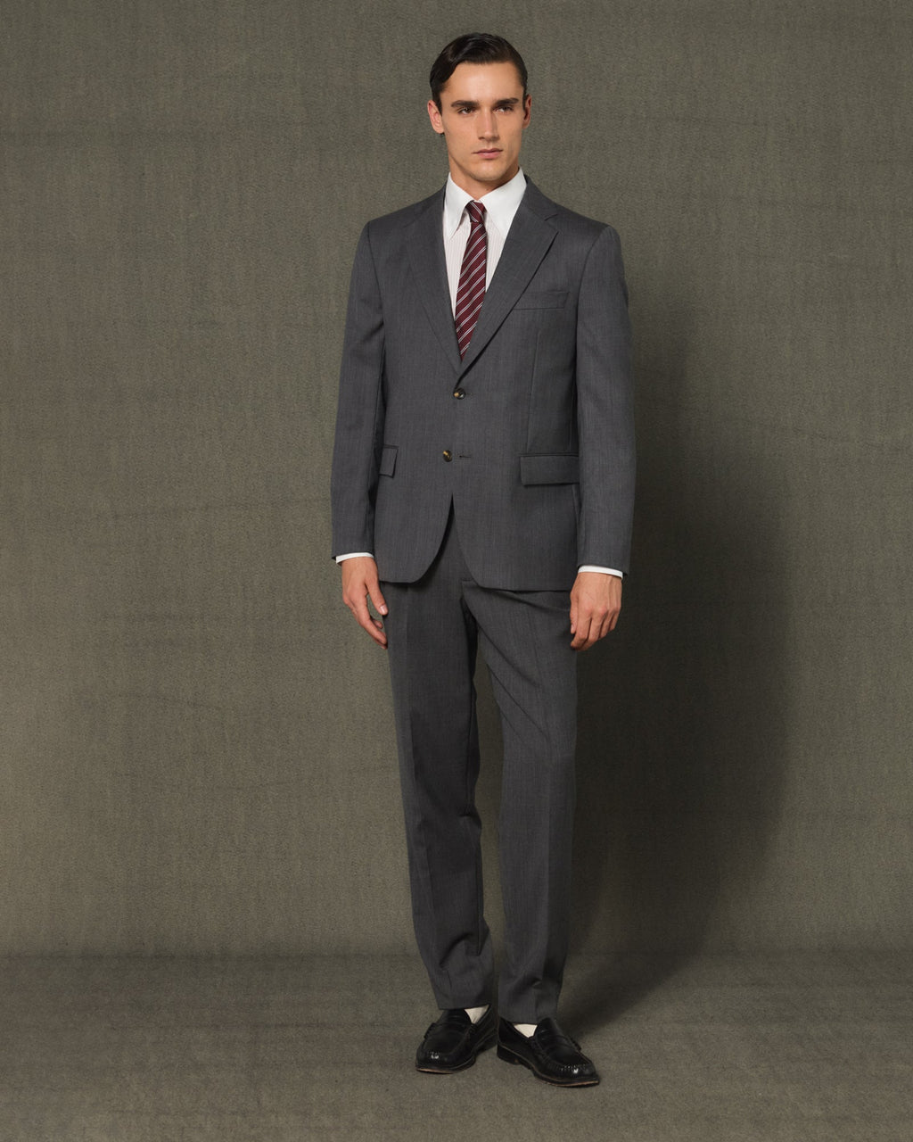 Costume formel en laine gris anthracite - 1