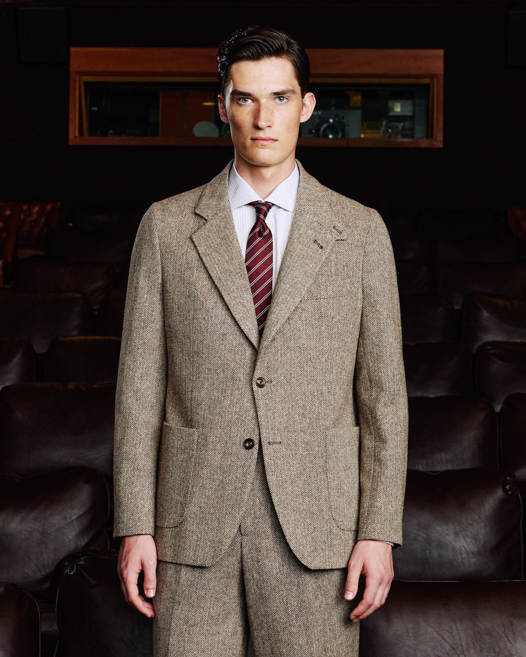Veste en laine chevron marron - 1