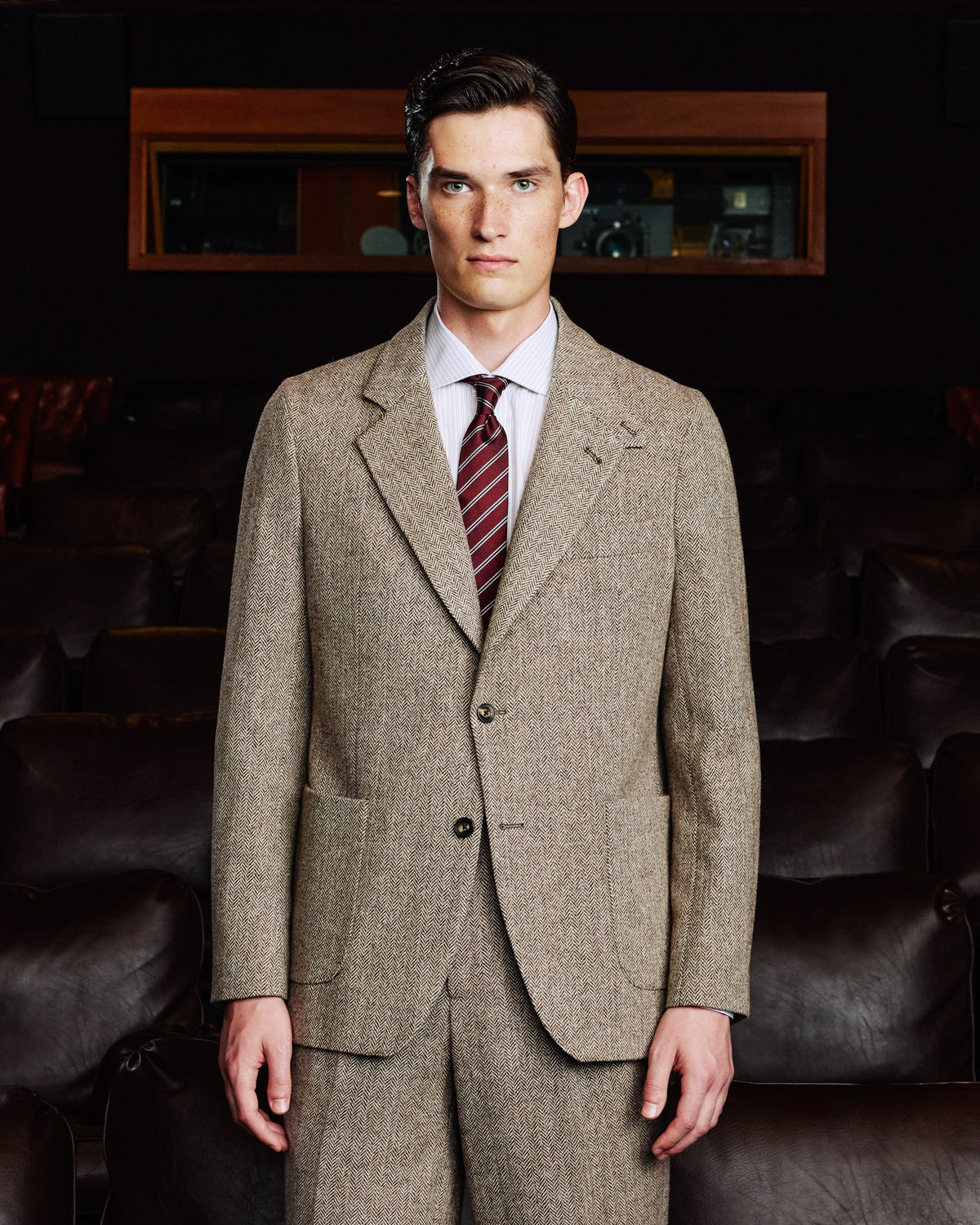 Veste en laine chevron marron - 1