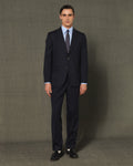 Costume formel en laine marine, pantalon droit - 1