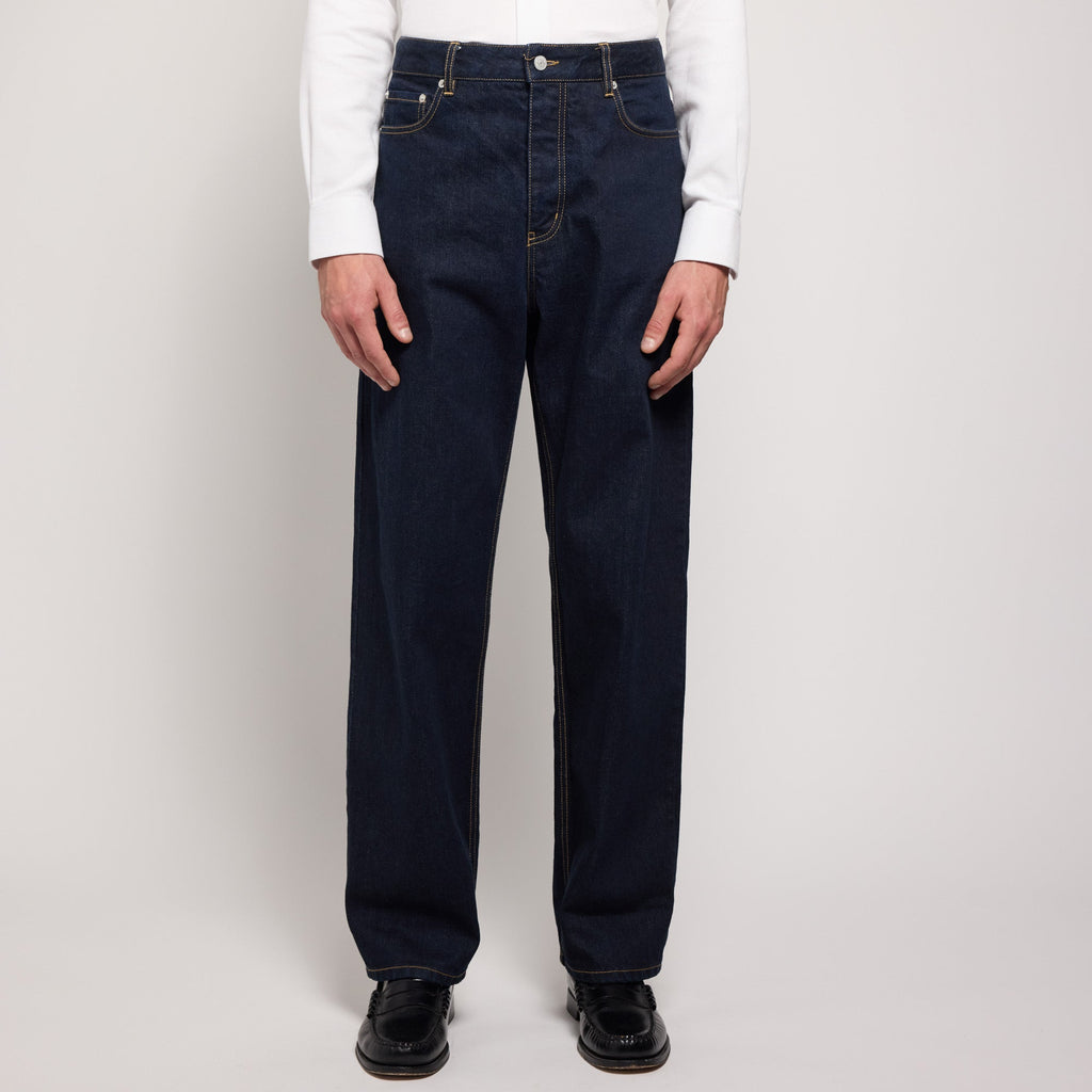 Jean selvedge droit brut en coton biologique italien - 1