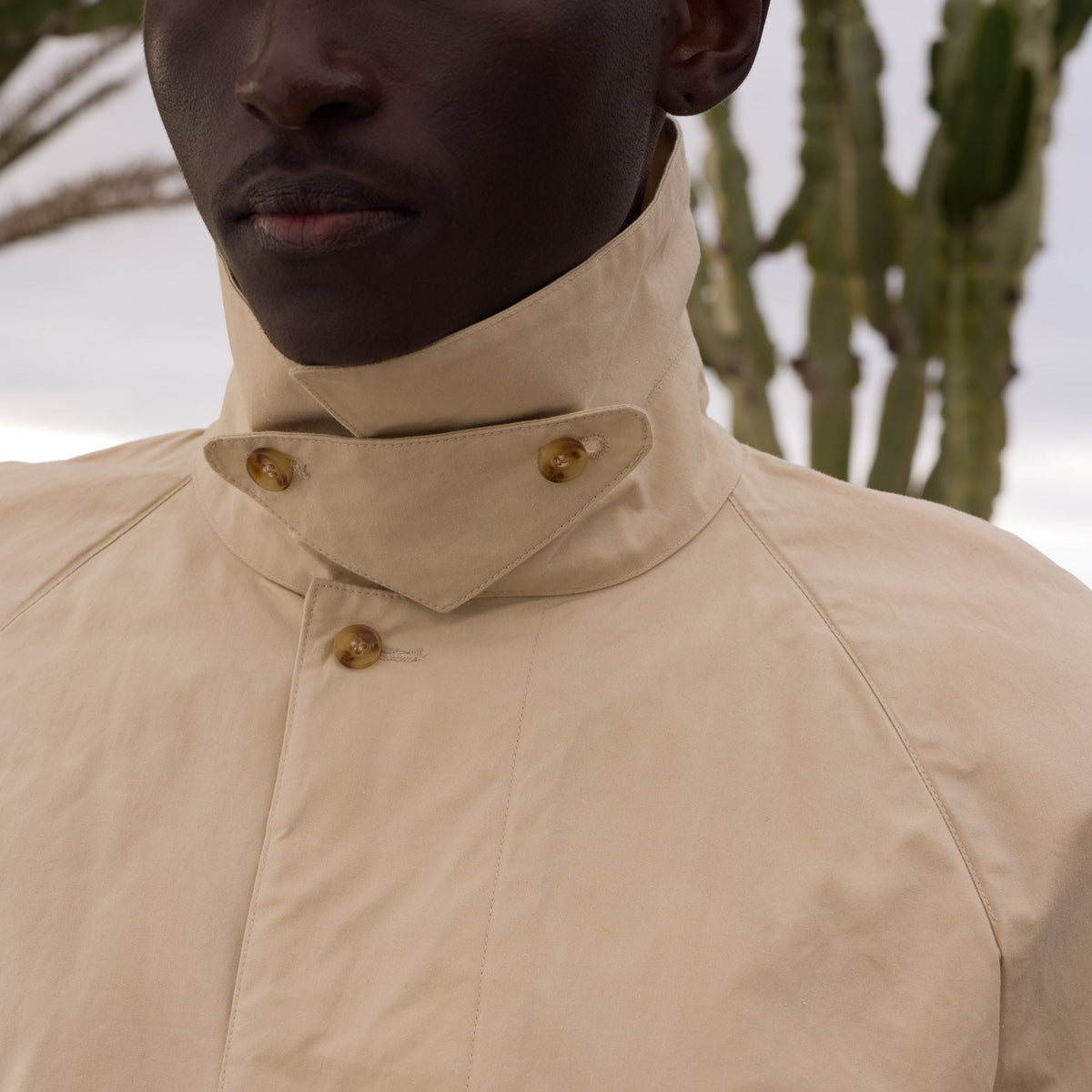 Manteau imperméable en coton cire beige - 2