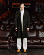 Manteau long croisé en laine vert - 1