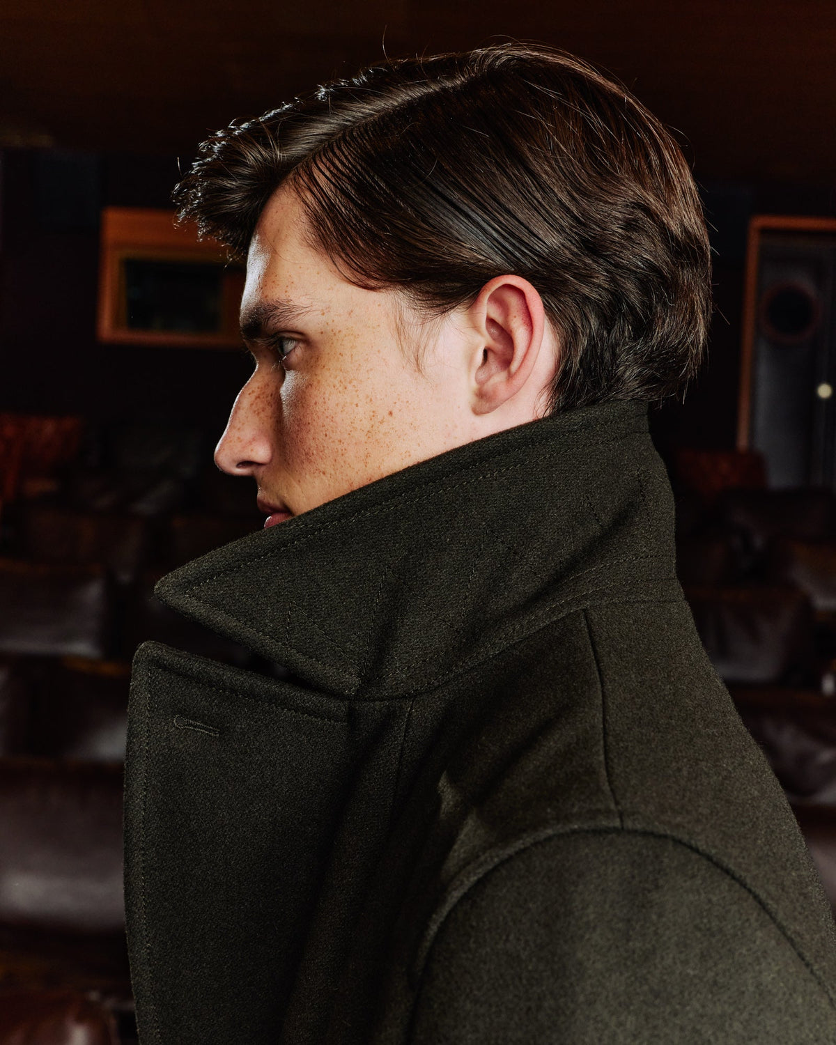 Manteau long croisé en laine vert - 2