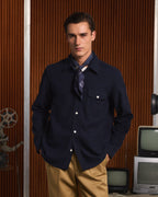 Surchemise en coton épais bleu marine - 1