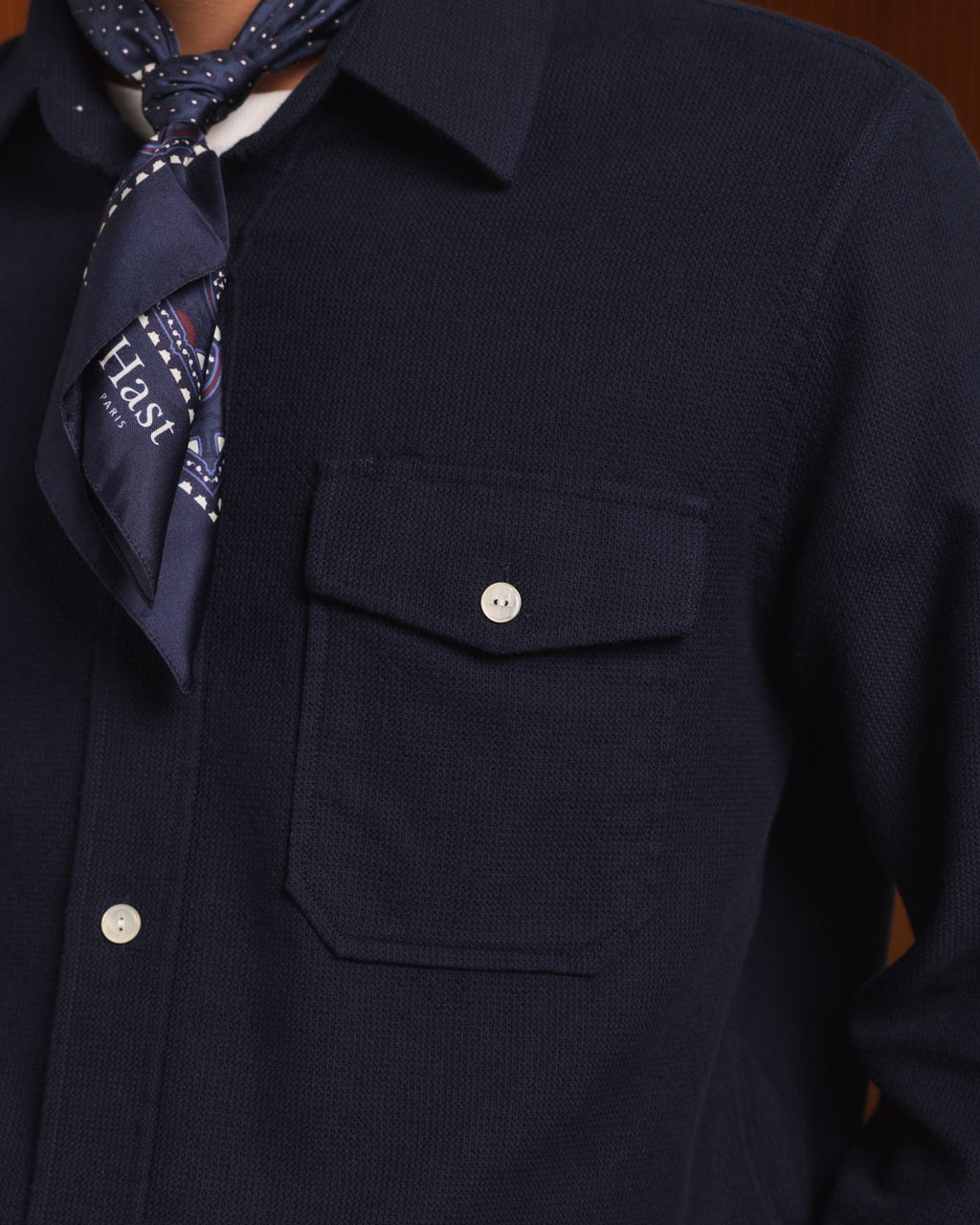 Surchemise en coton épais bleu marine - 2