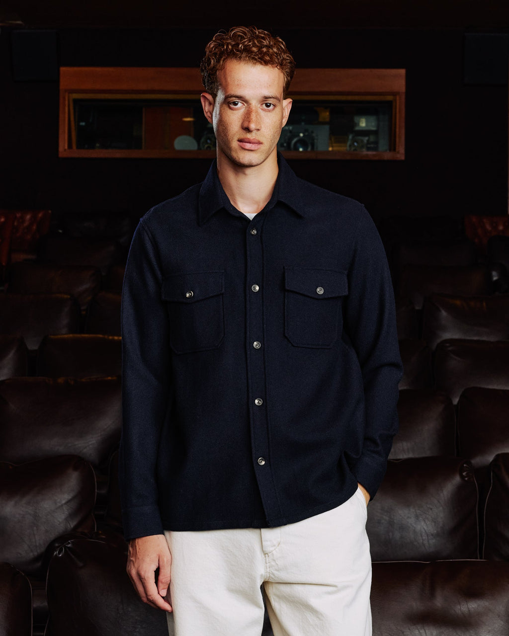Surchemise en laine marine - 1