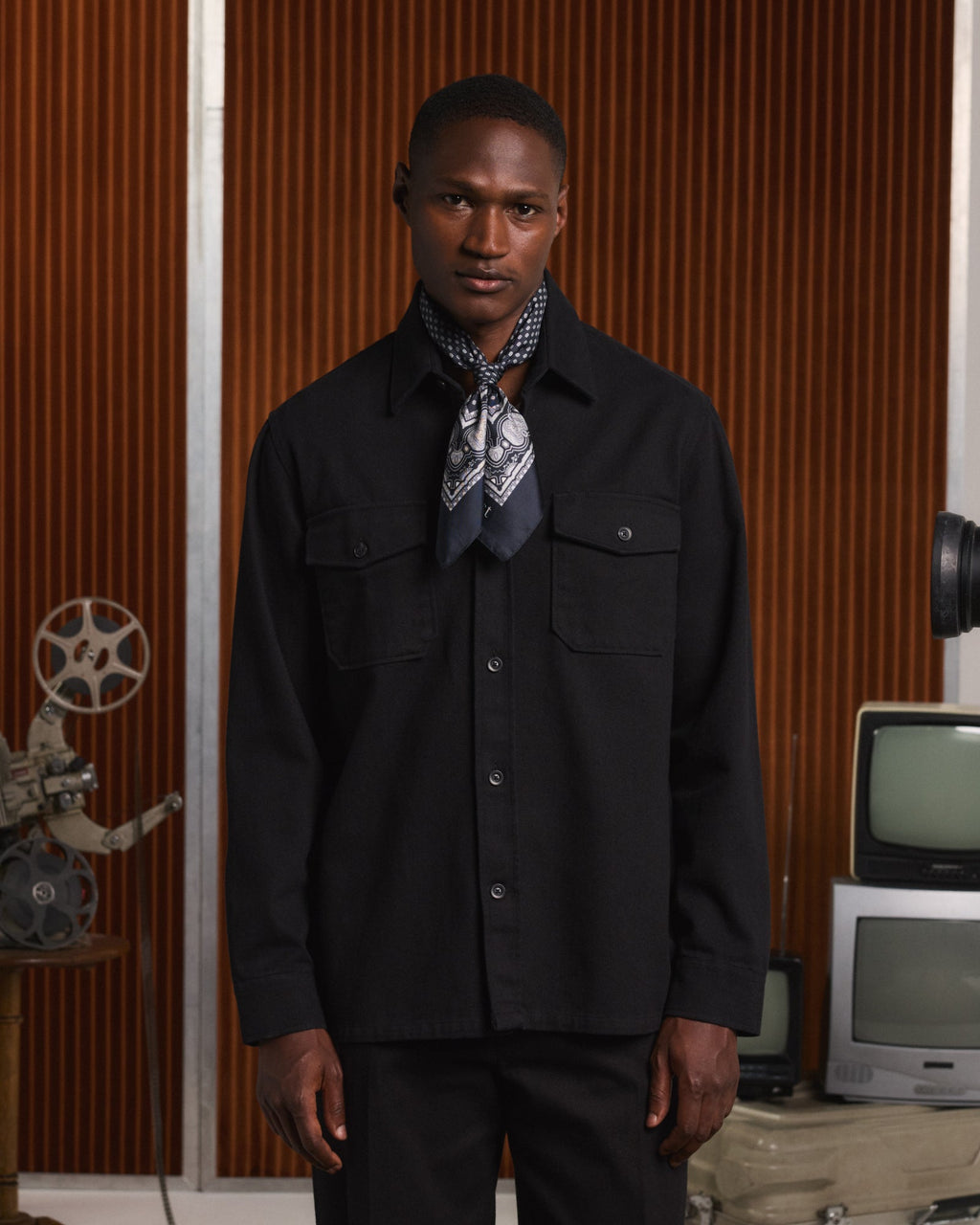 Surchemise en coton noir - 1