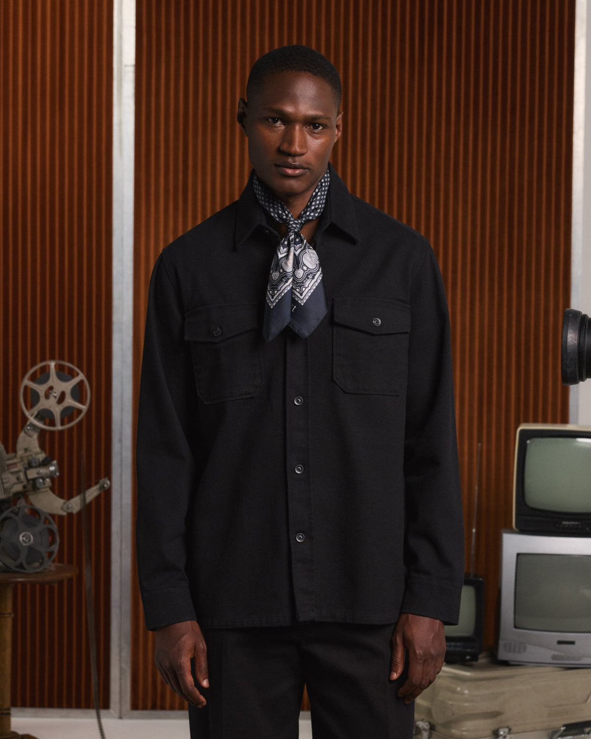 Surchemise en coton noir - 1