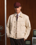 Veste en jean écrue col velours type II - 1